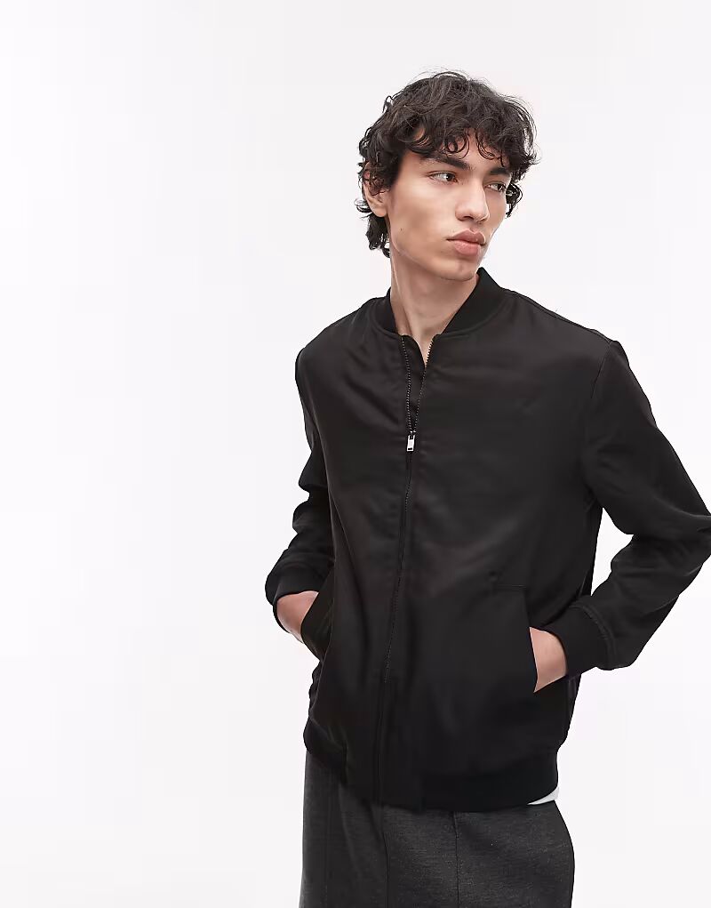 

Легкая куртка-бомбер Topman черного цвета