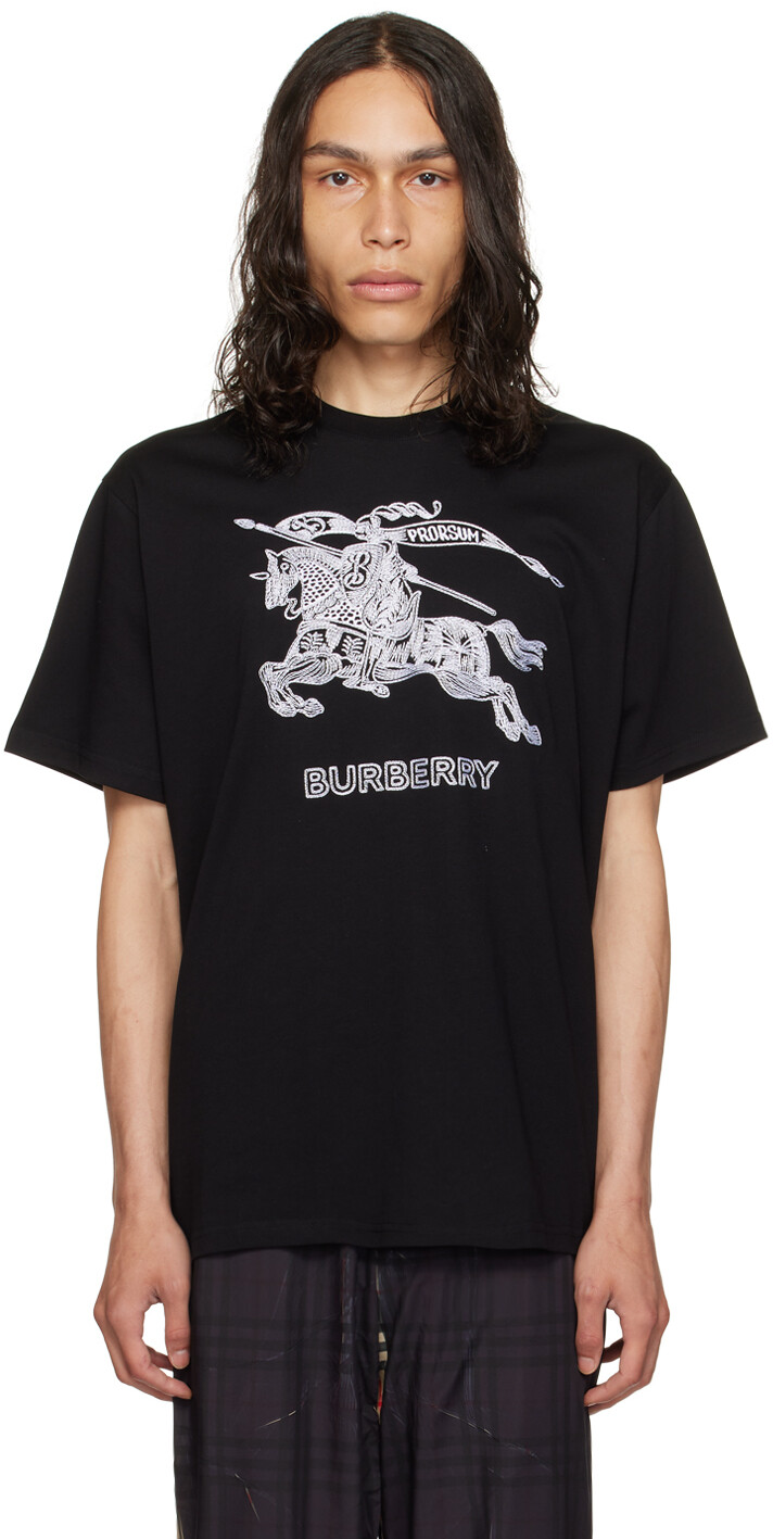 

Черная футболка с вышивкой Burberry, Черный, Черная футболка с вышивкой Burberry