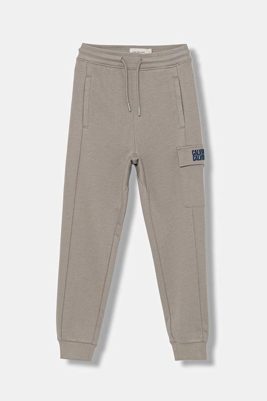 

Детские хлопковые спортивные брюки TERRY Calvin Klein Jeans, серый