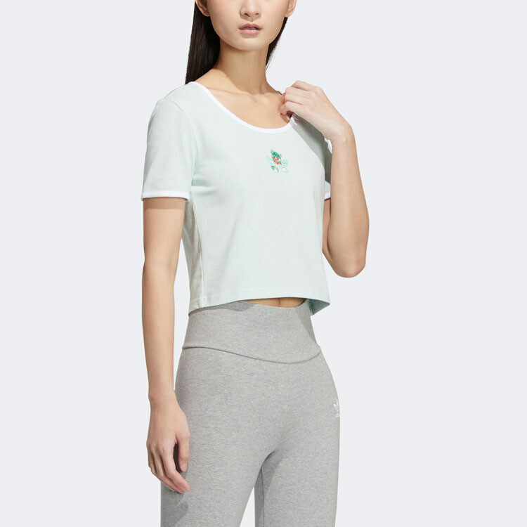 Футболка BEAR CROP TEE укороченный женский топ символ зеленый Adidas Originals — фото 4