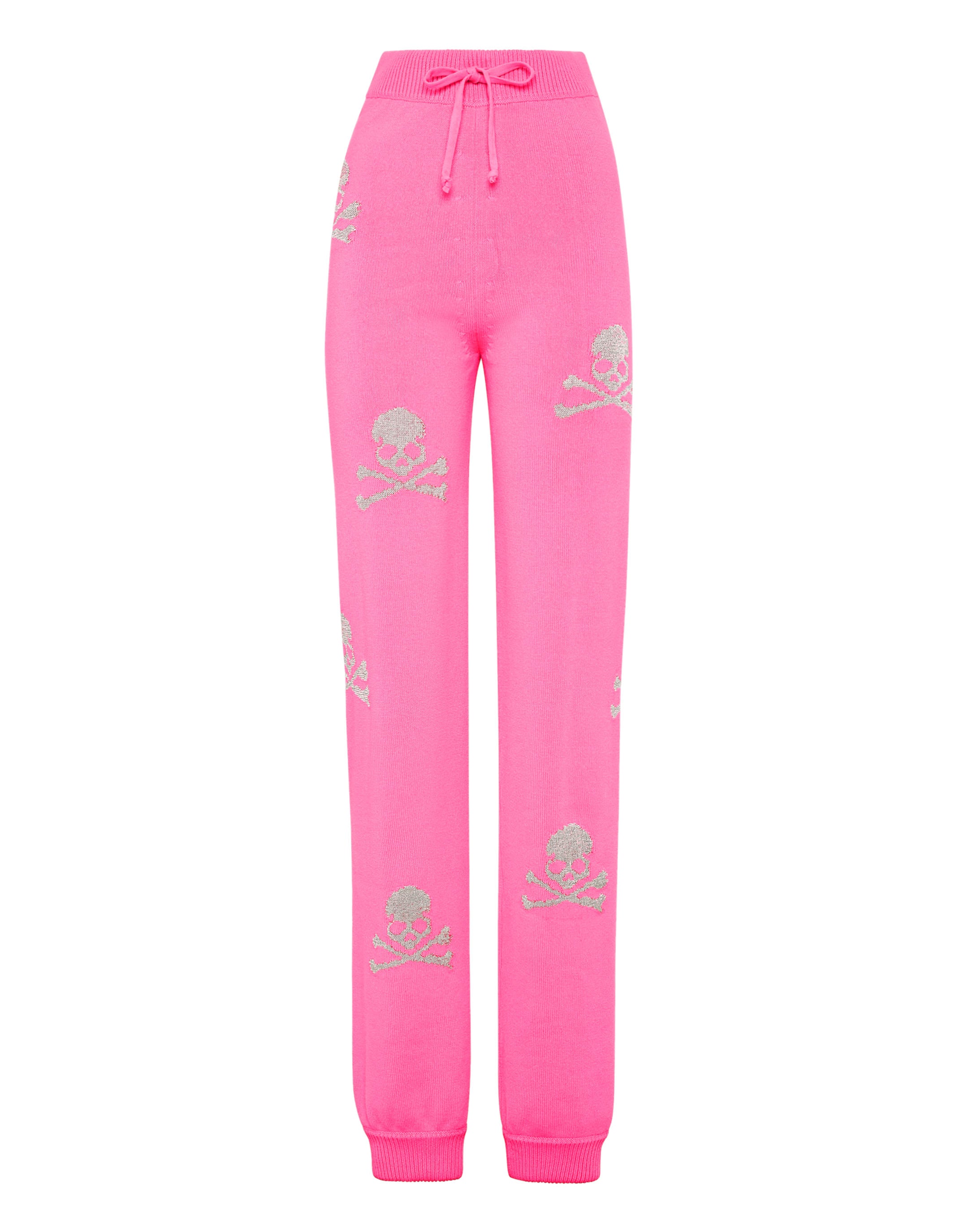 

Спортивные брюки из смеси шерсти с кристаллами черепа PHILIPP PLEIN, цвет fucsia fluo