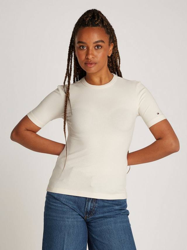

Футболка с круглым вырезом в рубчик Tommy Hilfiger, цвет Calico