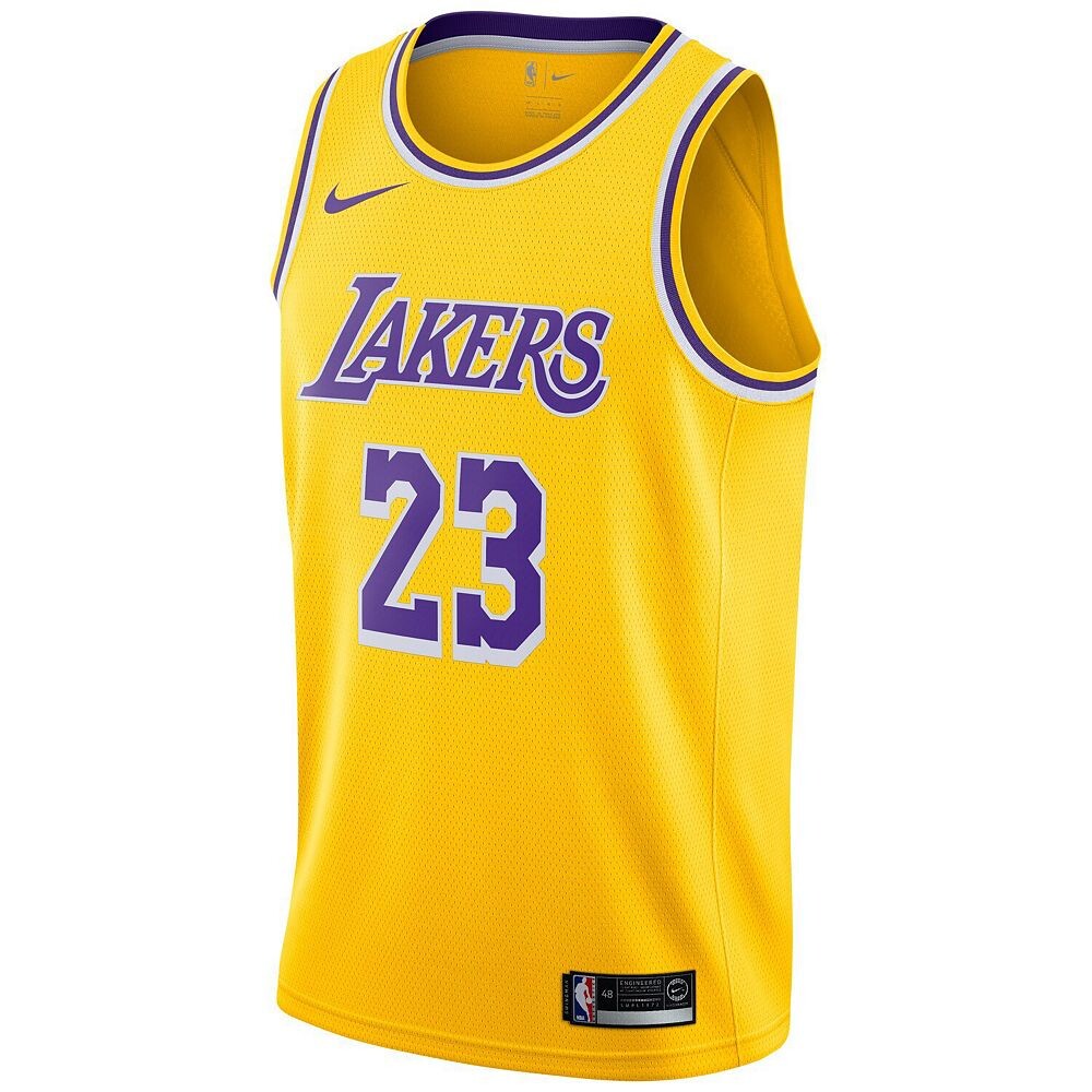Мужская футболка Nike LeBron James Gold Los Angeles Lakers Swingman Player — Icon Edition, цвет Lak Gold — фото 3
