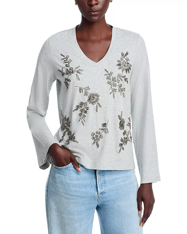 

Футболка с рукавами-кимоно цвета вереска Johnny Was, серый