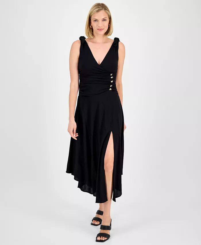 

Женское платье миди Estelle с узлом на плече и сборками Rachel Rachel Roy, черный