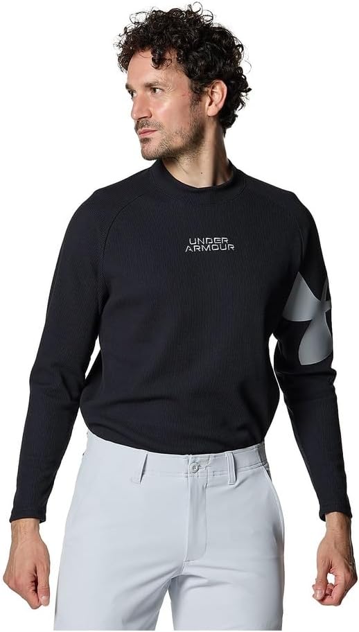 

Мужская рубашка-поло Under Armour, UA Waffle, с длинным рукавом, воротником-стойкой, черный/серый