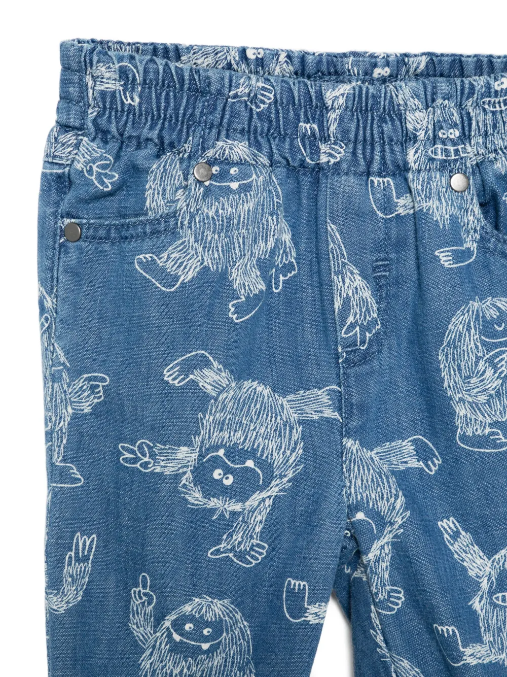 Джинсы с эластичным поясом и принтом Stella McCartney Kids, синий — фото 3