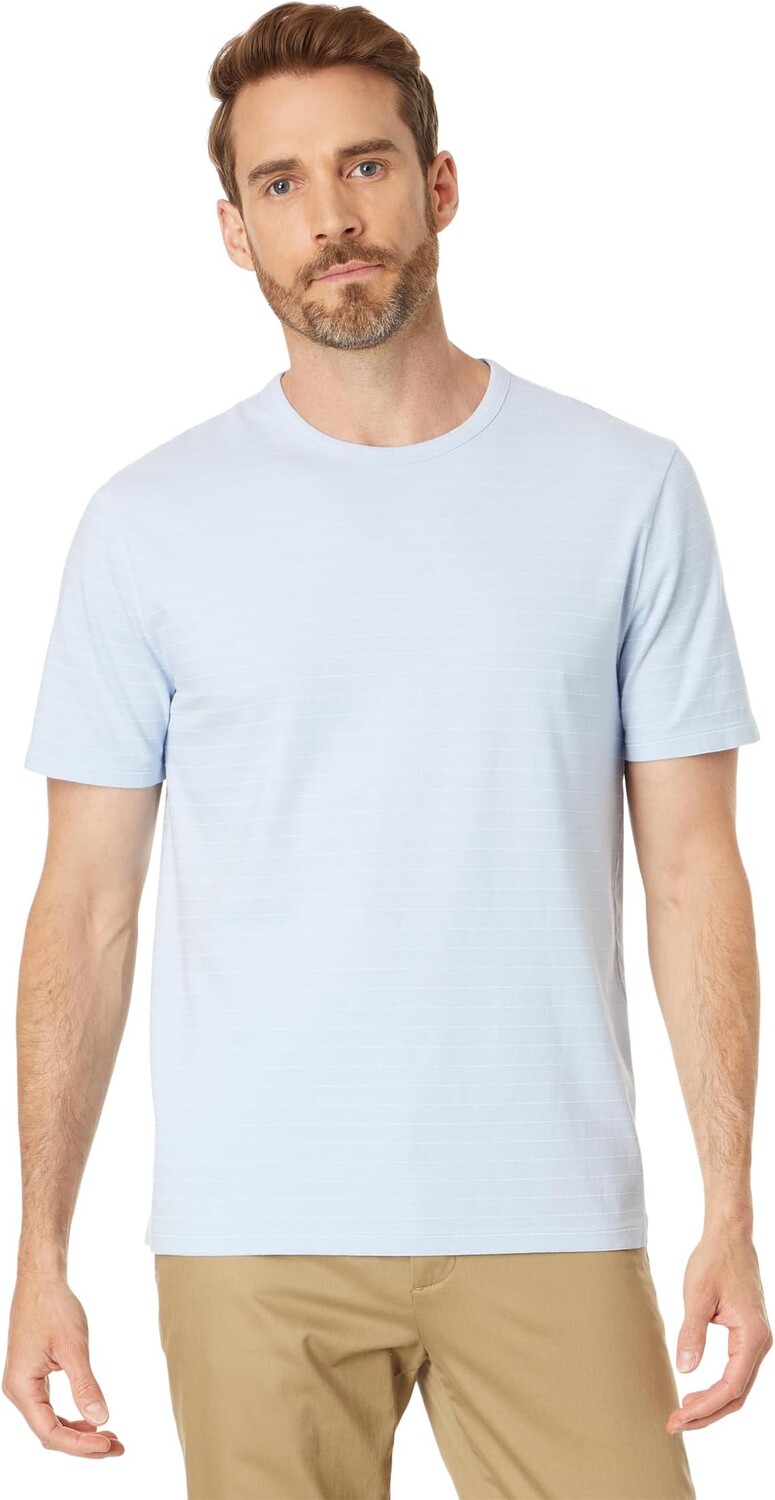 

Garment Dye Fleck Stripe с короткими рукавами и круглым вырезом Vince, цвет Washed Porcelain Blue