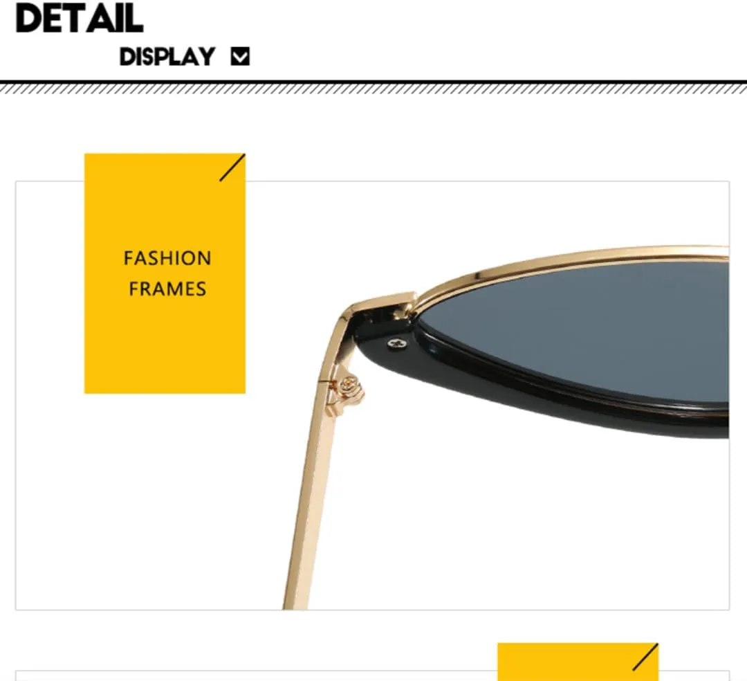 

Ретро-солнцезащитные очки «кошачий глаз» в полуободковой оправе для женщин, роскошные градиентные очки для мужчин с защитой от УФ-излучения UV400 TOIPASTN, Black