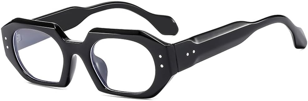 

Универсальные солнцезащитные очки с контрастным цветом, ретро-стиль, асимметричная многоугольная форма, широкие дужки, защита от синего света, женские HHZZYVY, Black Clear