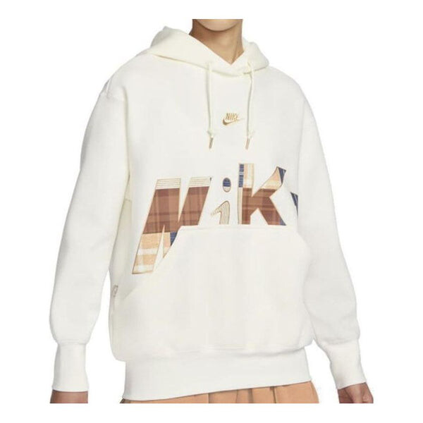 Толстовка (WMNS) Nike Sportswear Fleece Pullover Hoodie 'Ivory white', белый — фото 2