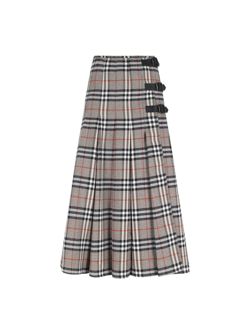 

Юбка миди в клетку - коричневого цвета Burberry