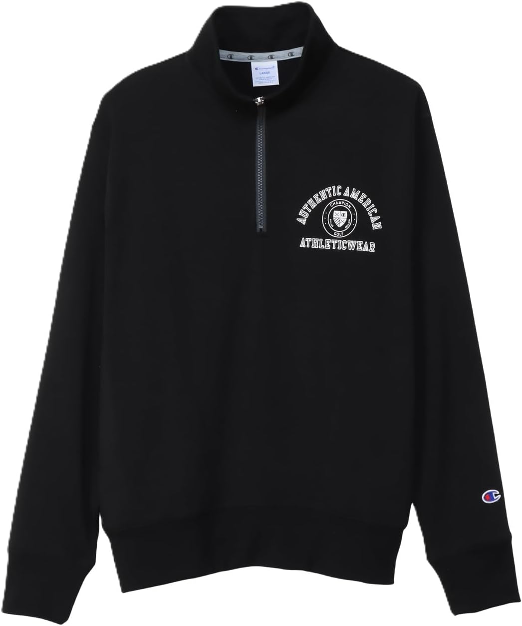

Мужская толстовка Champion Tops с длинным рукавом, эластичным, быстросохнущим кроем RelaxFit, графическим логотипом, TECH WEAVE(R) Terry, с половинной молнией, модель C3-CG002, черный