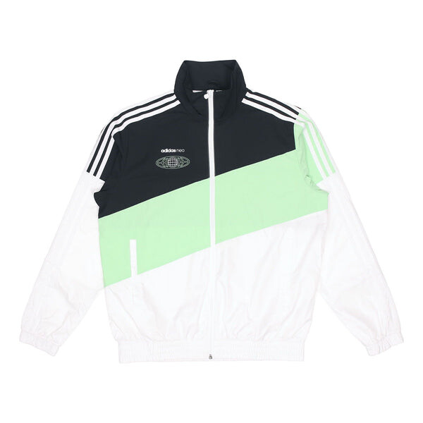 

Куртка adidas neo Colorblock Zipper Stand Collar Sports Jacket Black Green Colorblock, черный