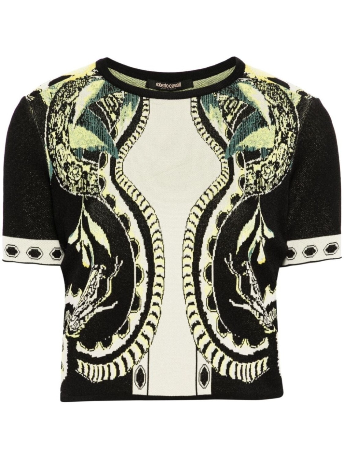 

Жаккардовый укороченный топ с принтом Lemon Roberto Cavalli, черный