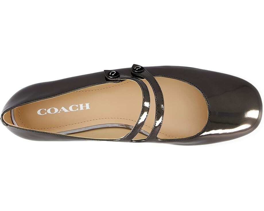 Туфли на плоской подошве COACH Winley Metallic Leather Mary Jane, цвет Anthracite — фото 2