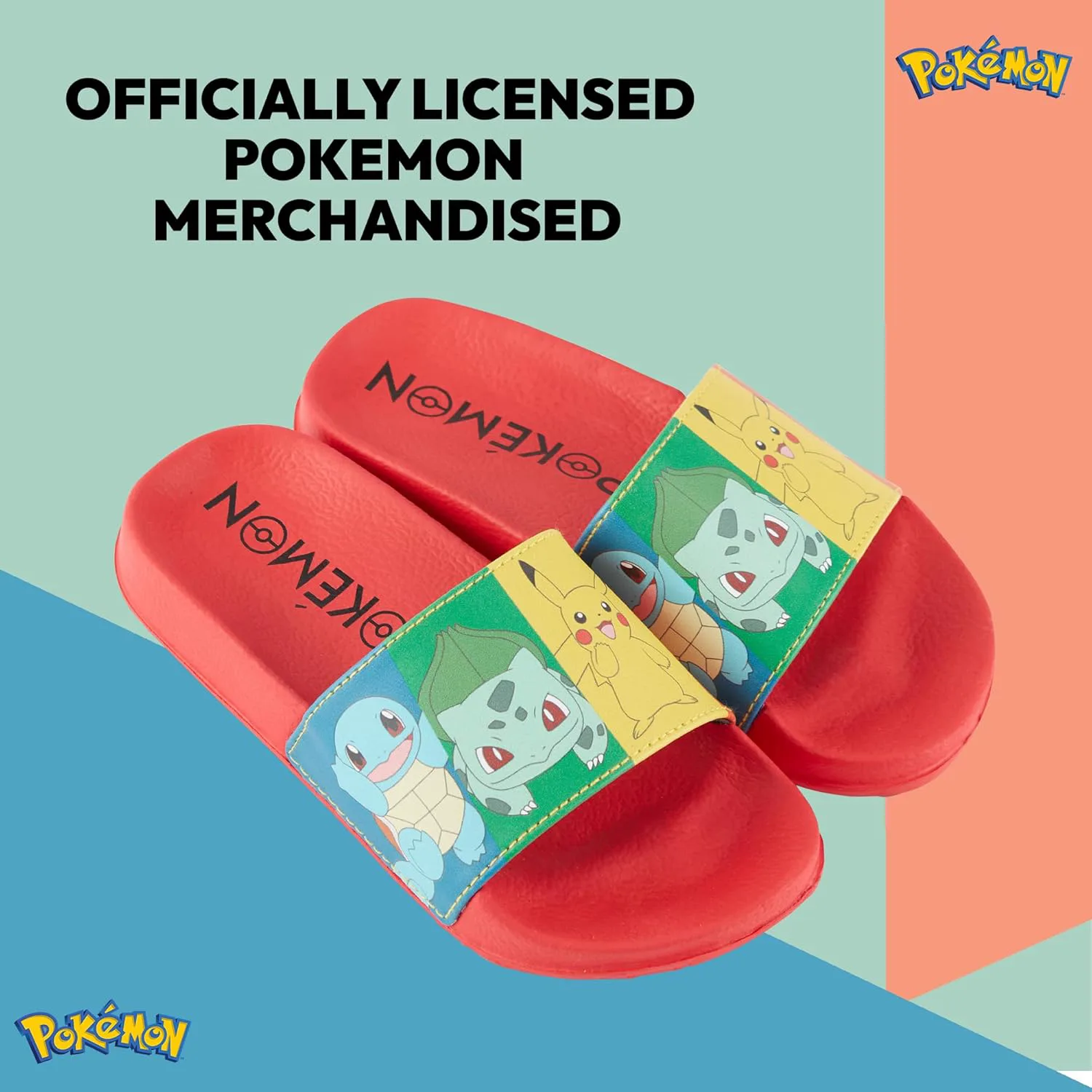 Детские шлепанцы Pokémon с Пикачу - шлепанцы с Пикачу, Эшем, Чармандером, Сквиртлом и Бульбазавром, красный