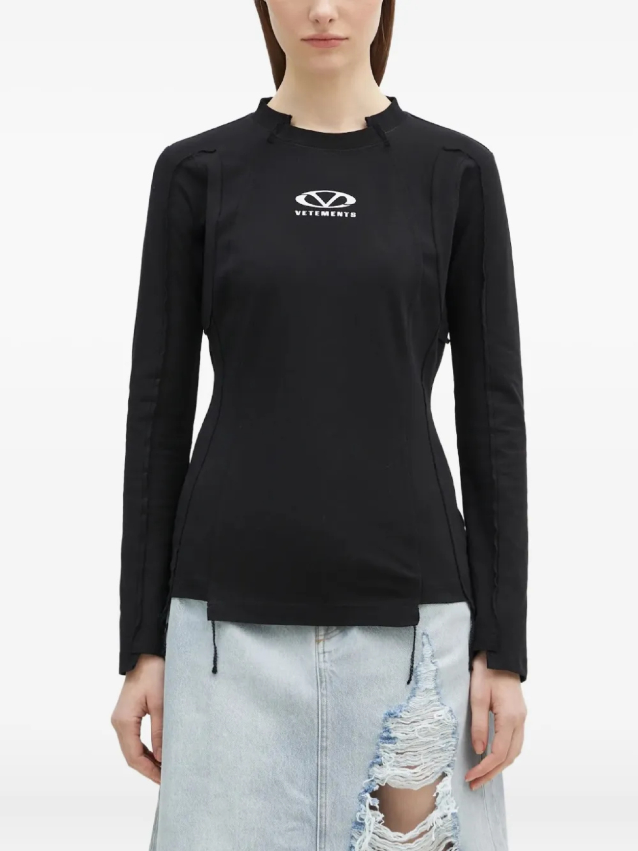 

Футболка VETEMENTS с открытым швом, черный