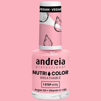 Андрея Профессиональный дышащий лак для ногтей NutriColor Веганский дизайн ногтей своими руками без применения жестокости со стойким глянцевым покрытием Цвет NC29 Сахарная вата Розовый 10,5 мл Andreia — фото 2