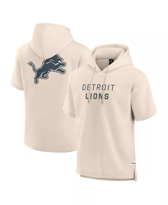 

Мужская кремовая толстовка с капюшоном Detroit Lions Elements Future Ground Lettering с короткими рукавами Fanatics