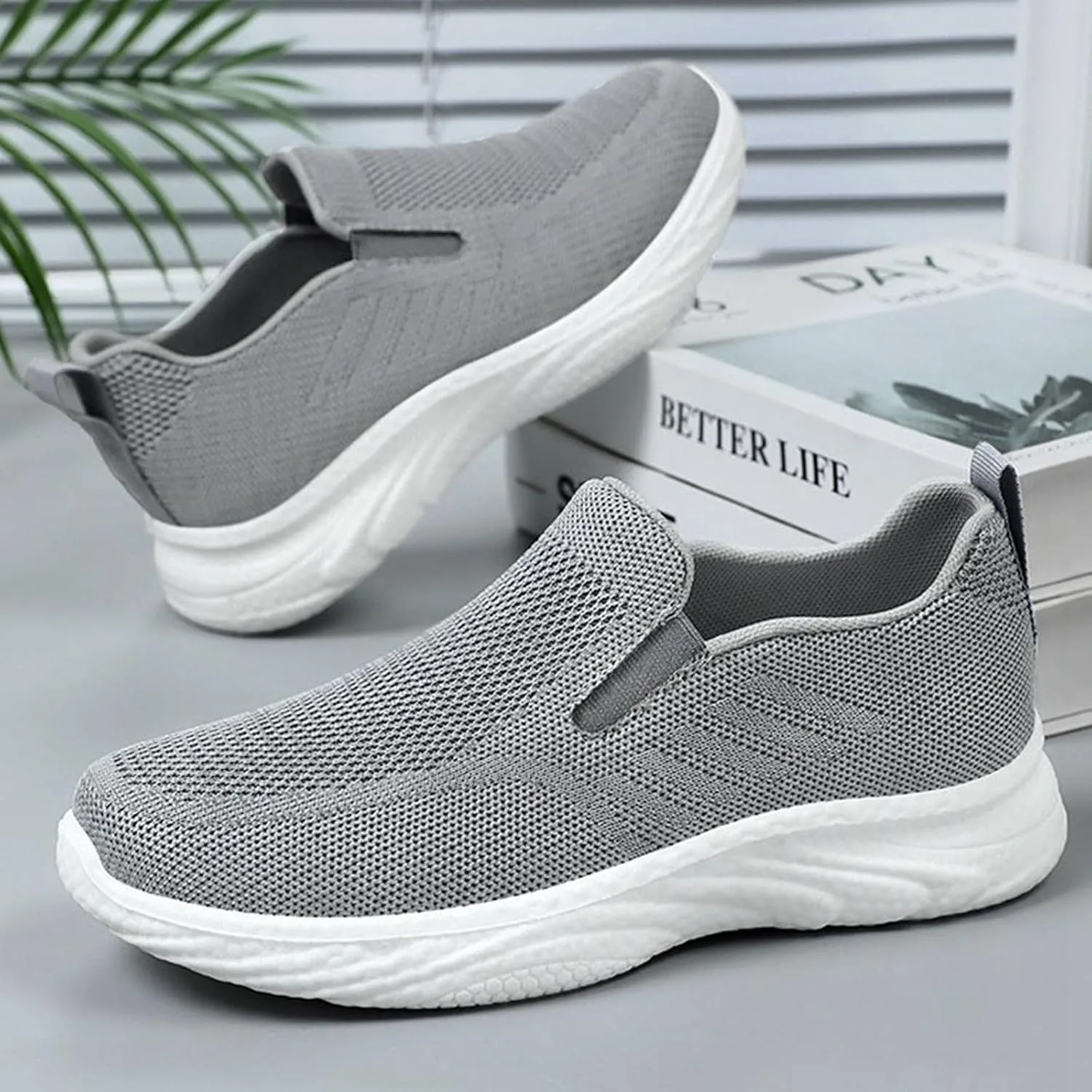 Кроссовки Generisch Herren Herren Fruhling Alle Flache Sohlen Bequeme Lazy Slip On Paar Freizeitschuhe, серый — фото 4