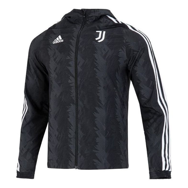 

Куртка Men's adidas Printing Logo Stripe Zipper Hooded Jacket Black, черный