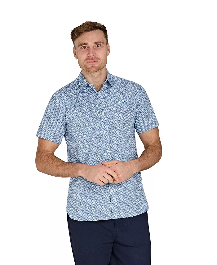 

Мужская рубашка с коротким рукавом из хлопкового поплина Raging Bull, синий