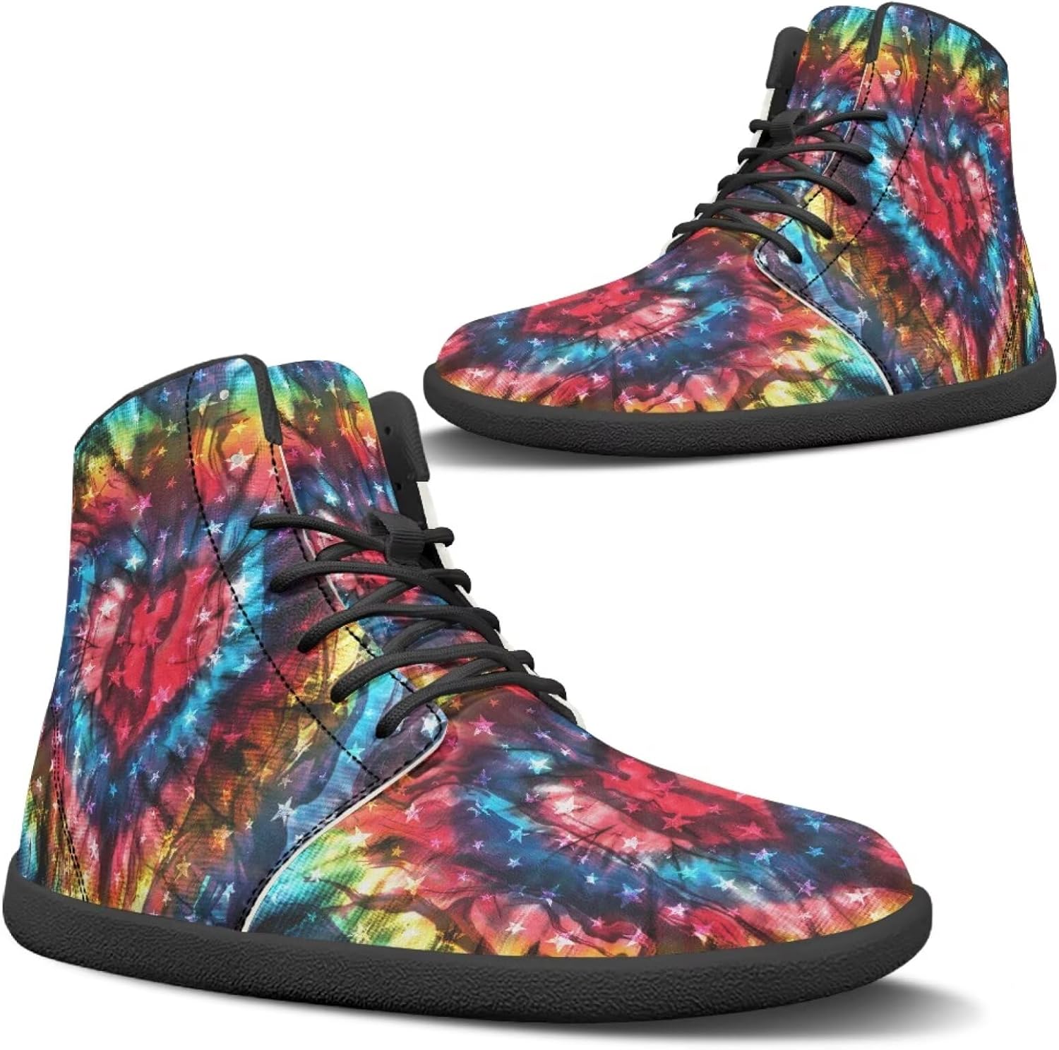 

Кроссовки Binienty для бега, унисекс, высокие, босоножки, классические шнуровкой, для мужчин и женщин, для спортзала, работы и на открытом воздухе, Tie-dye Love