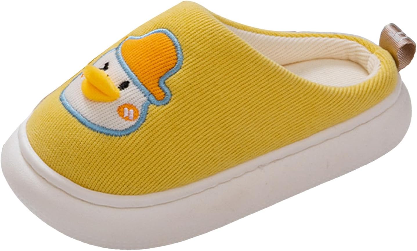 

IWIHMIV Детские удобные нескользящие тапочки с мультяшными персонажами для мальчиков и девочек, милые домашние и мягкие хлопковые тапочки, желтый