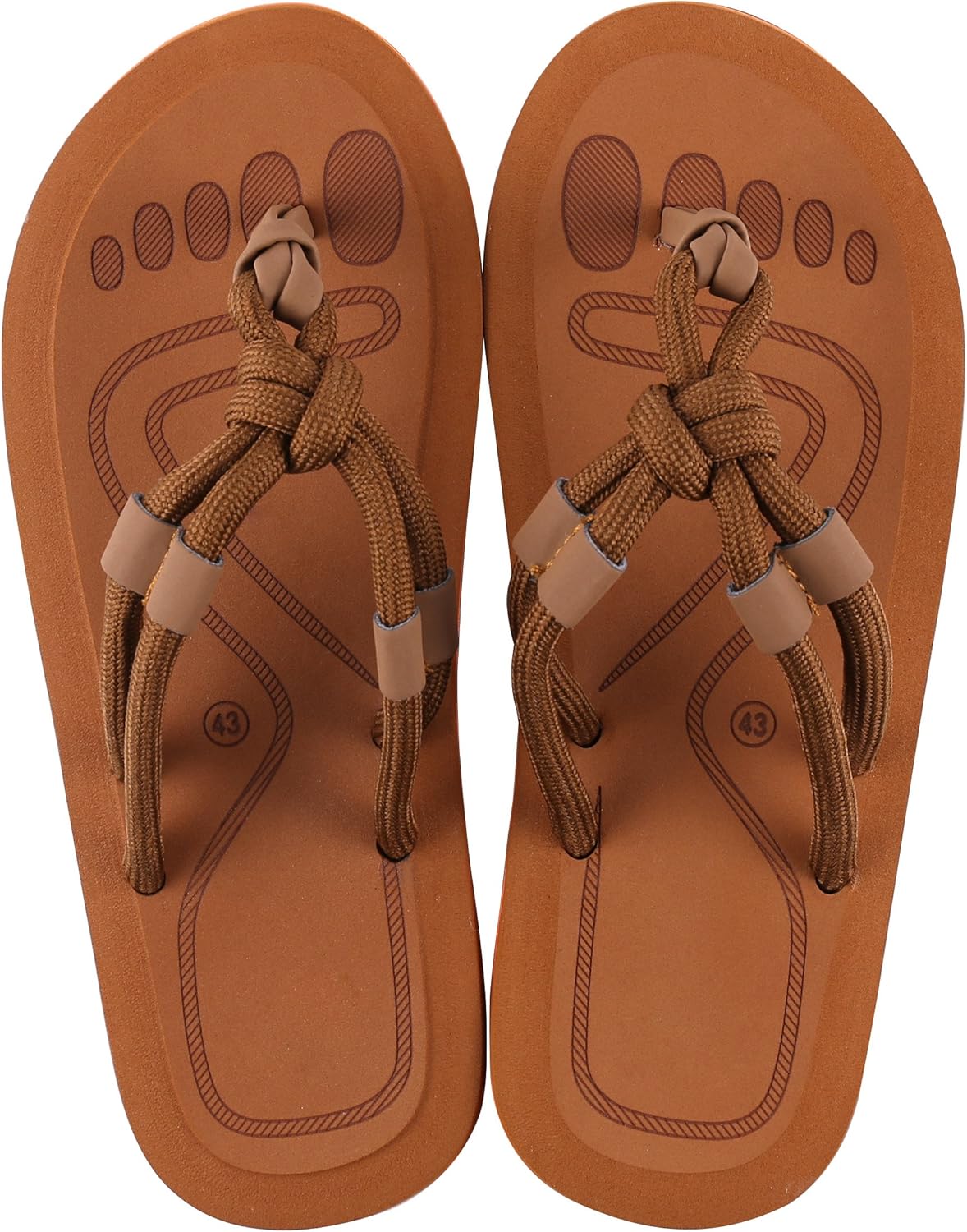 

Сандалии-вьетнамки SUMAC Knot - Унисекс, удобная мягкая стелька, мягкий плетеный ремешок между пальцами, противоскользящая водостойкая резиновая подошва, прочный дизайн для повседневного использования, Tan