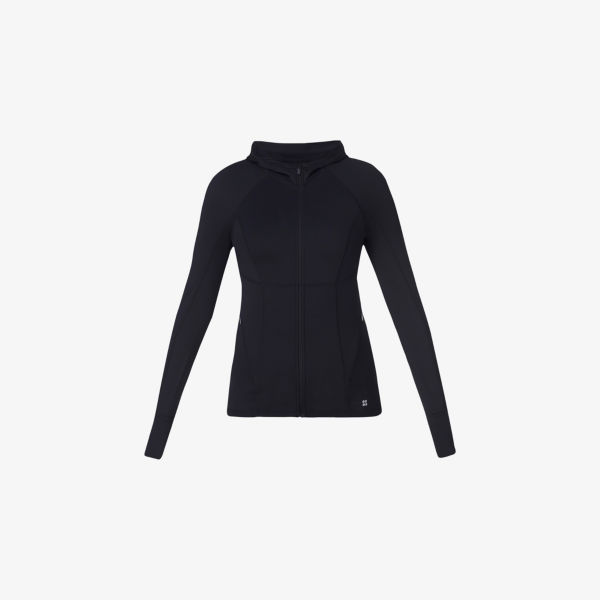 

Спортивная куртка Sweaty Betty на молнии с капюшоном из переработанного полиэстера, черный
