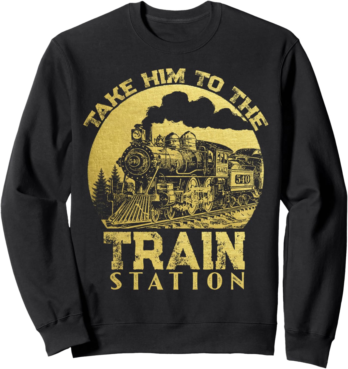 

Забавная винтажная толстовка «Отведи его на вокзал» Take Him To The Train Station, черный