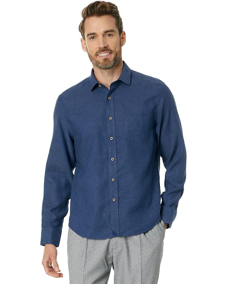 

Рубашка UNTUCKit Wrinkle-Resistant Linen Vin Santo, темно-синий