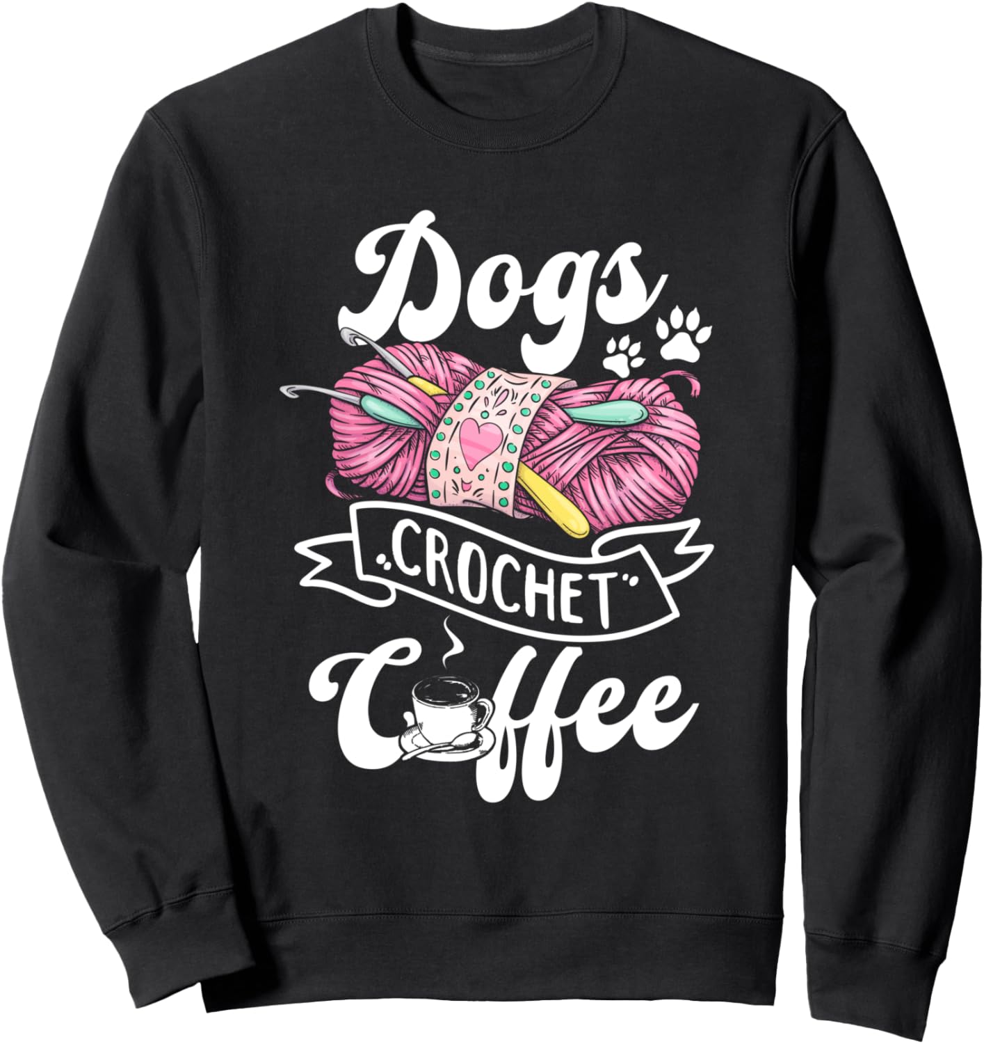 

Вязаная собачка с кофейным рисунком - Толстовка для любителя вязания крючком и владельца собаки Dog Owner Dog Lover Crocheting Crochet, черный