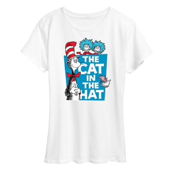 

Женская футболка с принтом "Кот в шляпе" Dr Seuss Licensed Character, белый