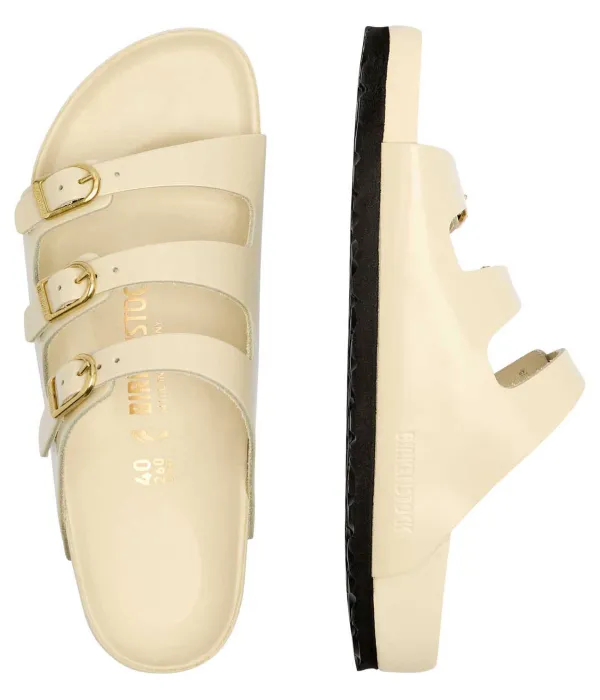 Кожаные тапочки Florida с D-образной пряжкой Narrow fit Birkenstock, бежевый — фото 4