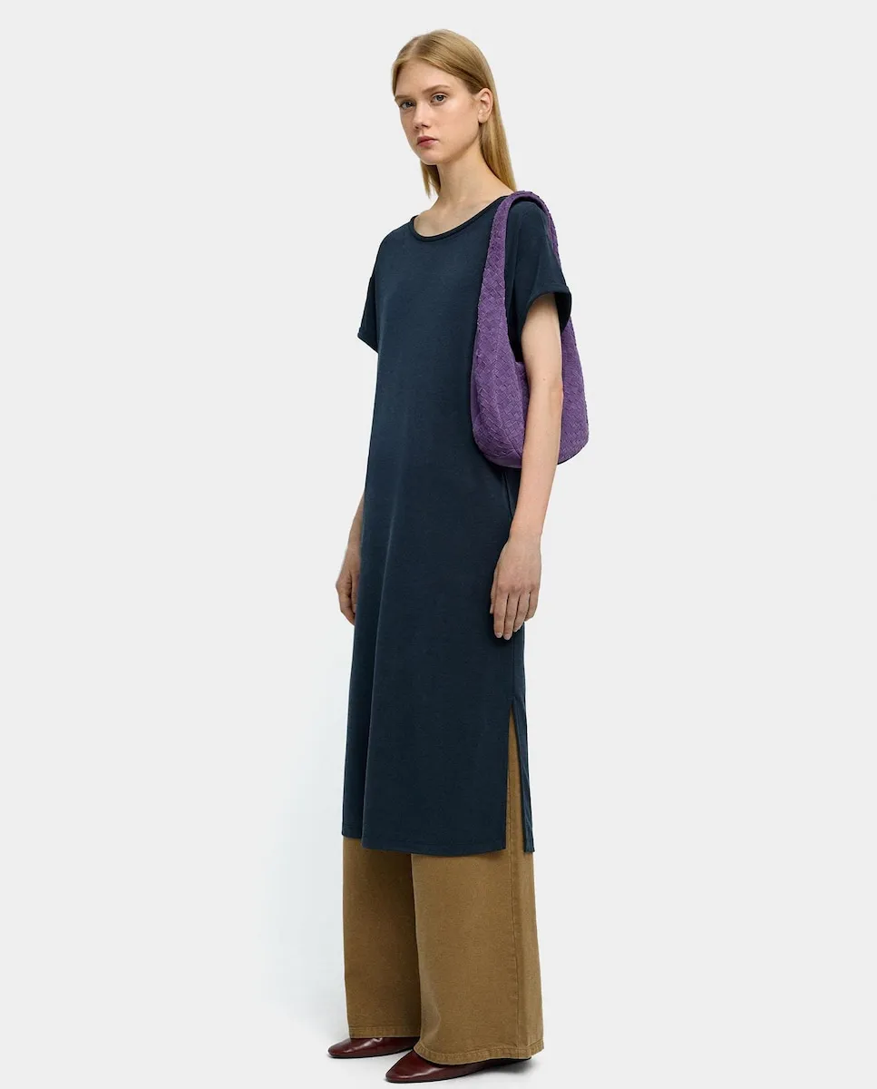 

Миди-платье с длинными рукавами, однотонное Parfois, темно-синий