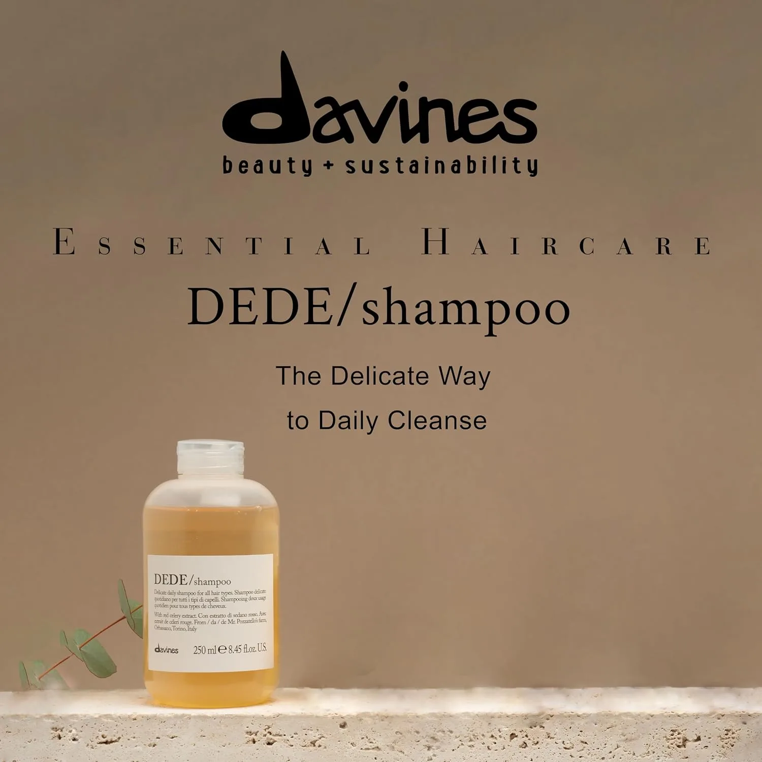 Davines DEDE шампунь, нежный ежедневный очиститель для тонких волос, с экстрактом красного сельдерея, 250 мл (2 шт) 248 мл (2 шт.) — фото 2