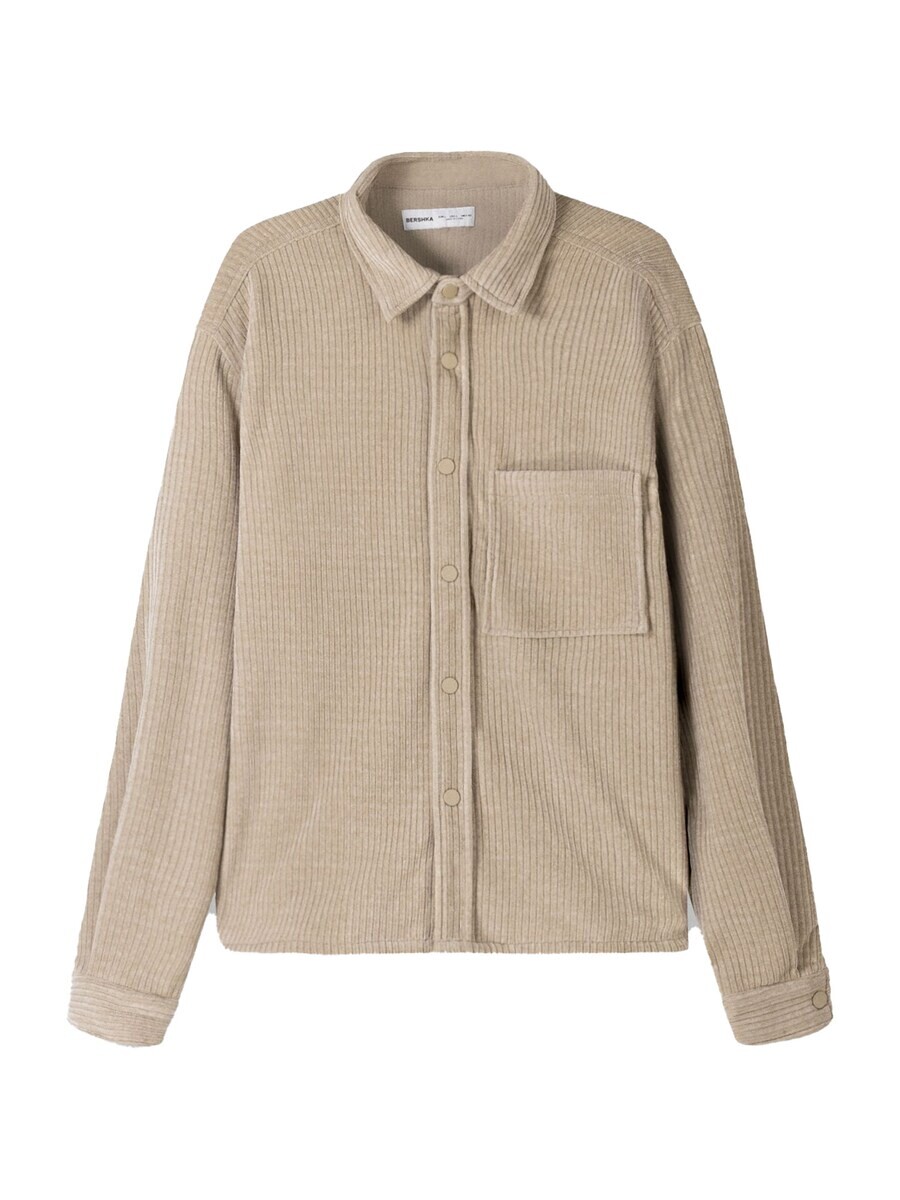 

Повседневная рубашка Bershka Regular fit Button Up Shirt, песочный
