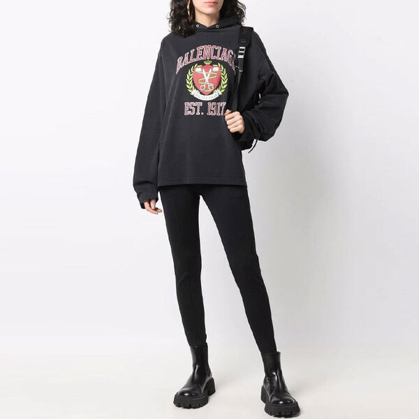 Толстовка est. 1917 college logo print hoodie 'black' Balenciaga, черный — фото 3