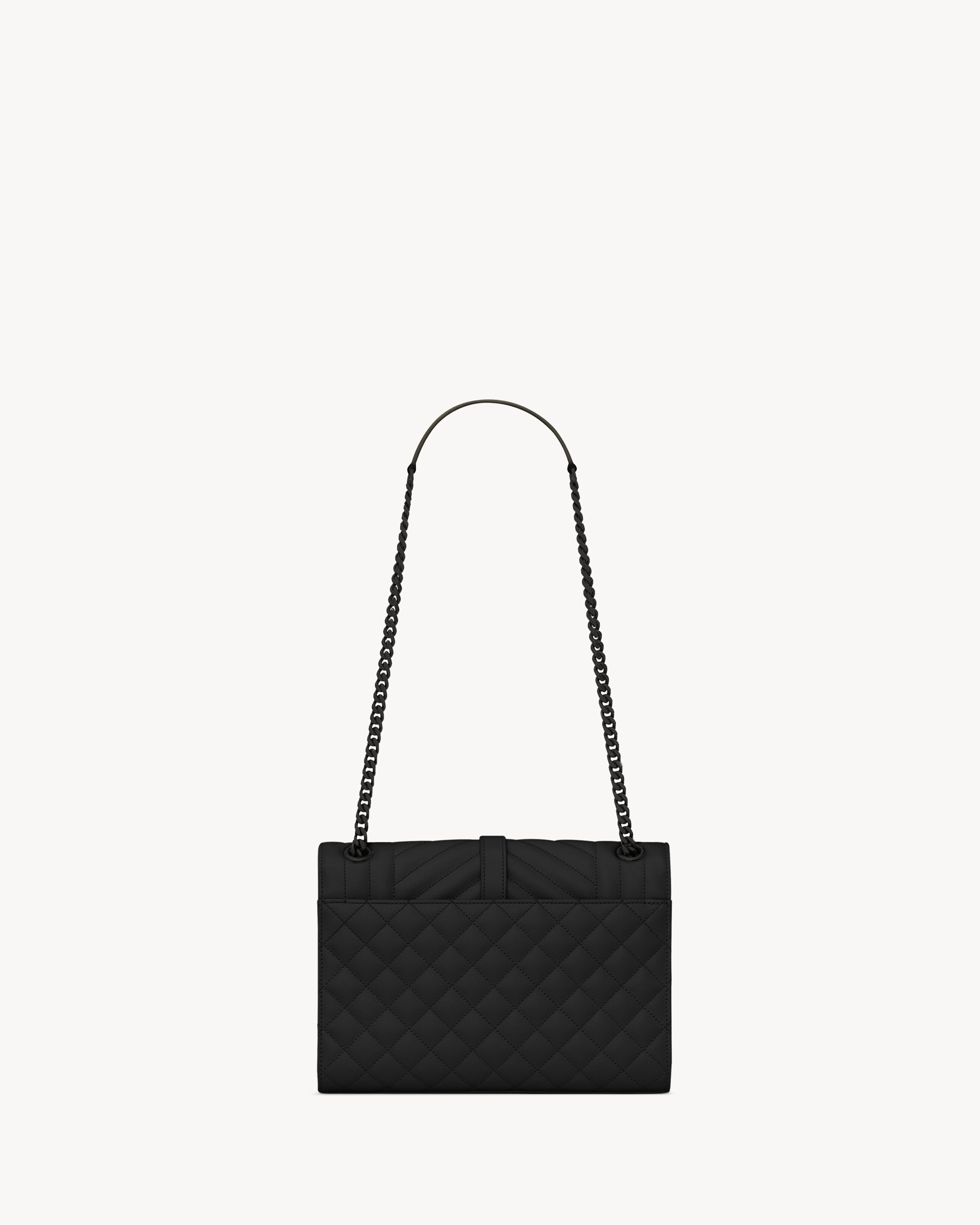 Сумка Envelope Medium из стеганой кожи с тиснением Grain de Poudre SAINT LAURENT, черный — фото 2