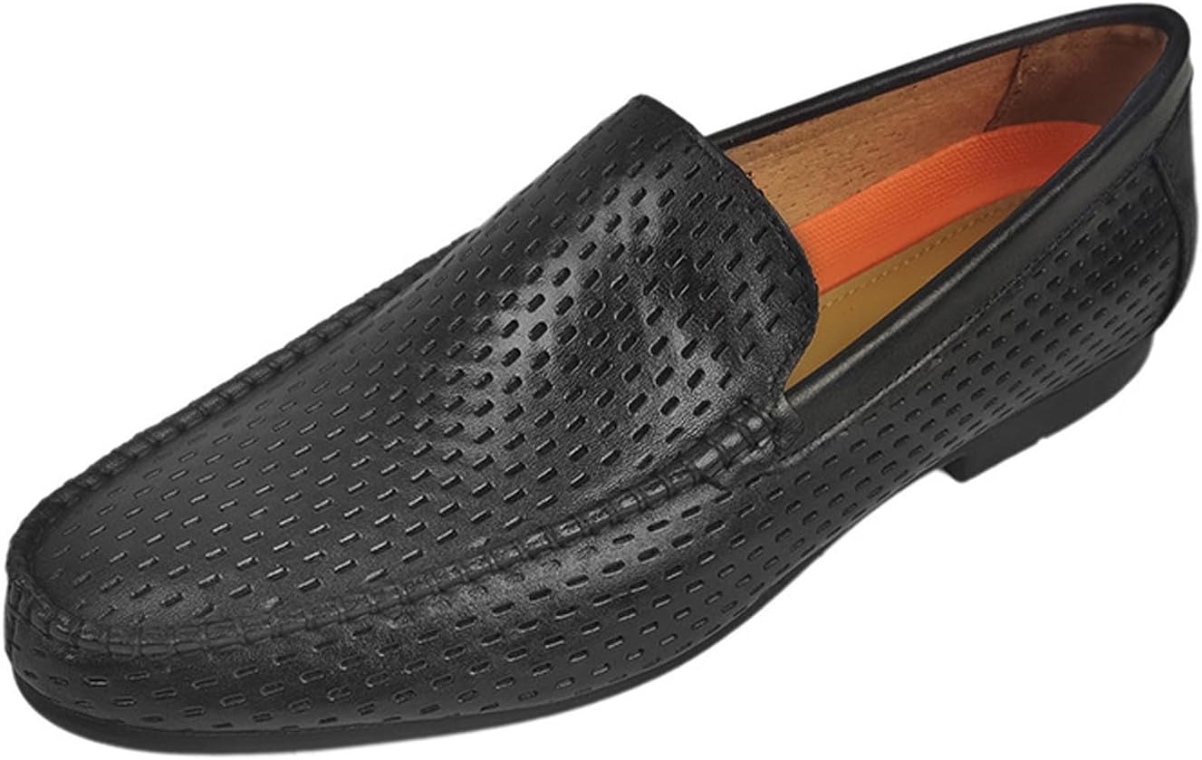 

Мужские классические лоферы Santimon, черная кожа - классические пенни-лоферы для работы и повседневной носки, противоскользящие, удобные для ходьбы, с дышащим перфорированным дизайном мокасины