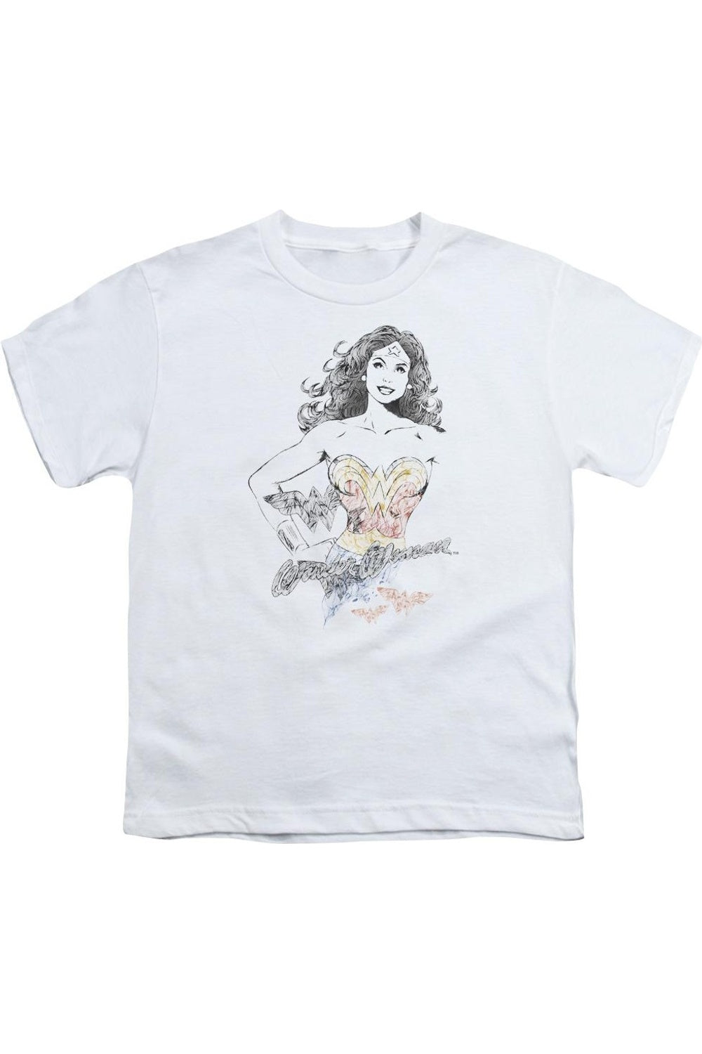 

Футболка с коротким рукавом Dco Justice League of America Wonder Woman Squiggles для детей Gildan, белый