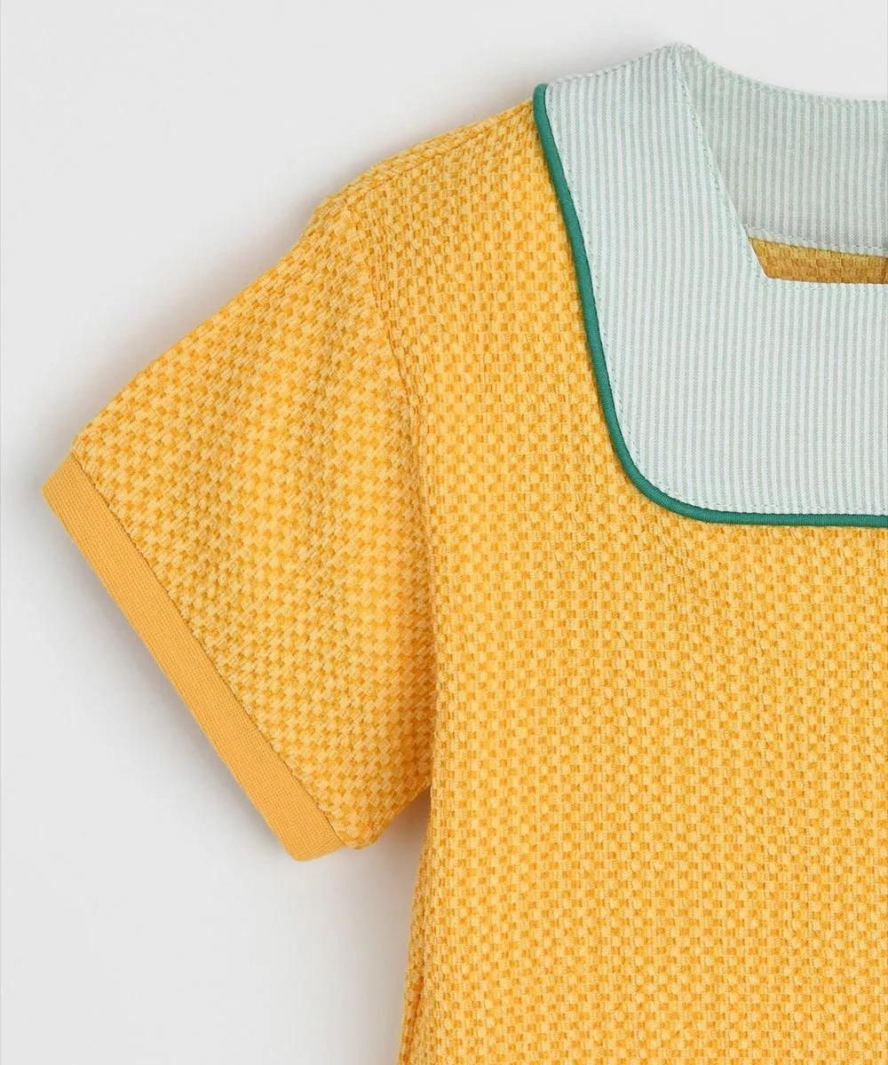 Комплект из топа и брюк в клетку с животным рисунком Moimoln, Yellow — фото 4