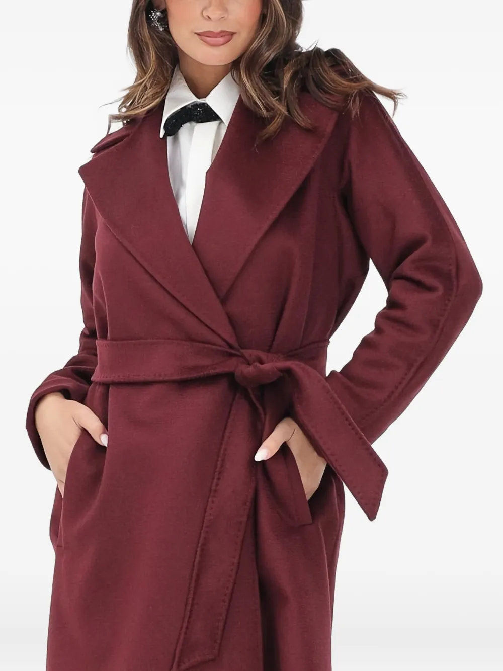 

Пальто с поясом MAX MARA, красный
