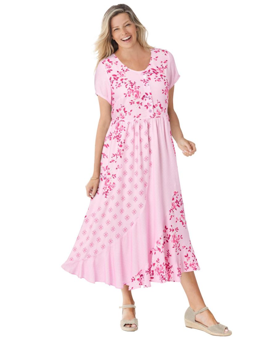 

Женское макси-платье Within с комбинированным принтом Woman Within, Pink pretty rose