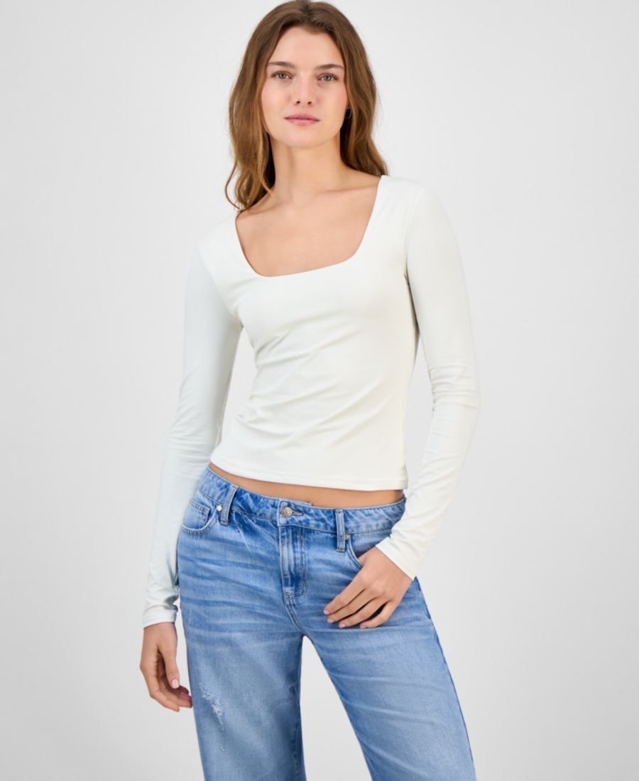 

Детская футболка с квадратным вырезом и двойными рукавами Madden Girl, White