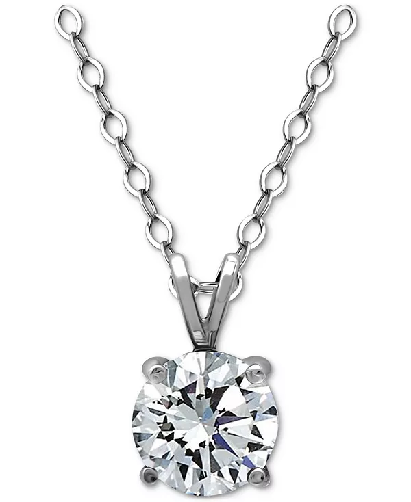 

Ожерелье с подвеской-солитером из кубического циркония, позолоченное 18-каратным серебром (также из стерлингового серебра), 16 дюймов + 2-дюймовая удлинительная вставка, эксклюзивно в Macy's Giani Bernini, silver