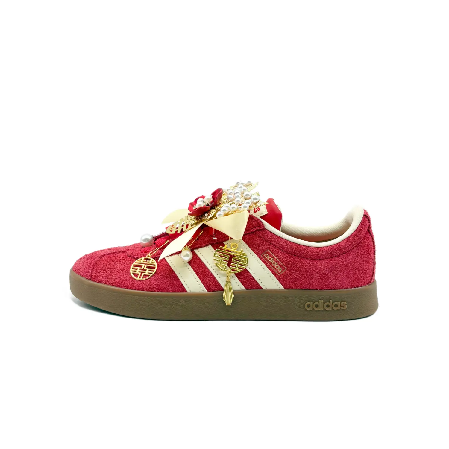 Adidas Vl Court Classic свадебные туфли износостойкие и легкие низкие кроссовки для скейтбординга унисекс красные — фото 3