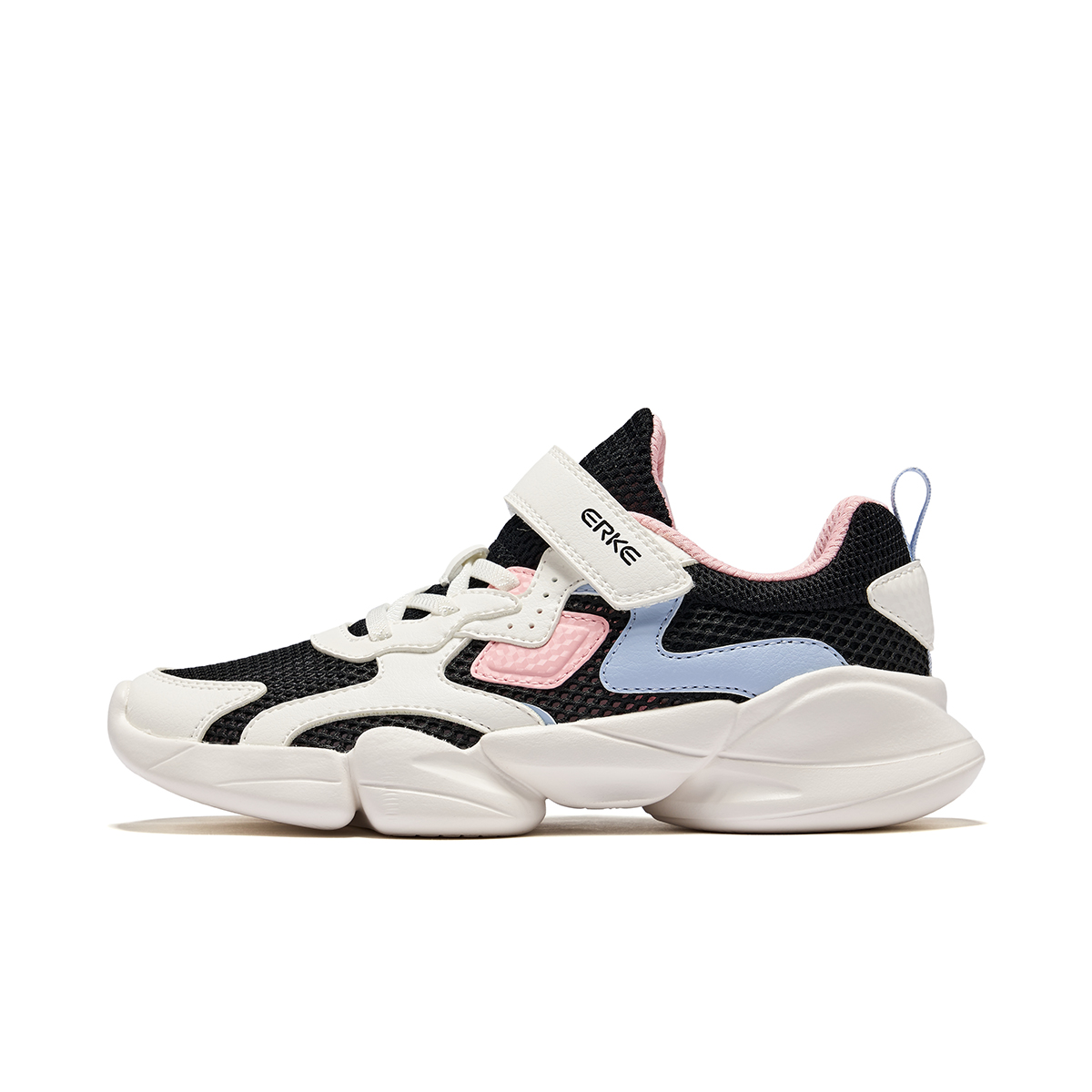 

ERKE KIDS Скользоустойчивые амортизирующие дышащие низкие повседневные кроссовки Jet Black/Microcrystal White/Sugar Pink Kids'